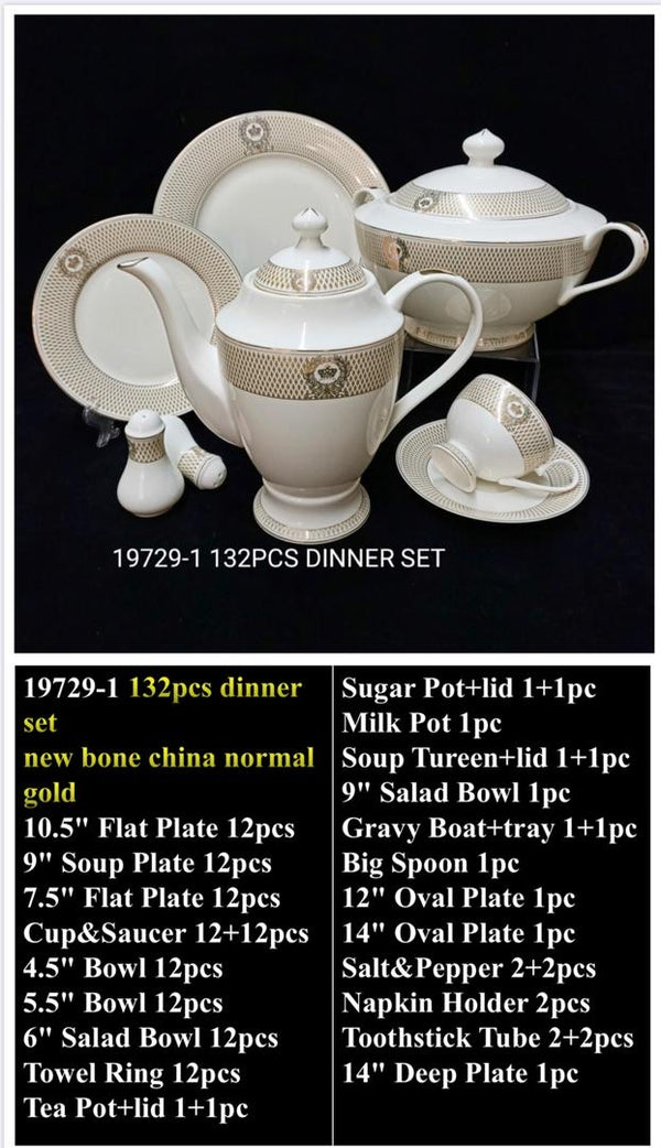 Bone China Dinner Set (132 Pcs)